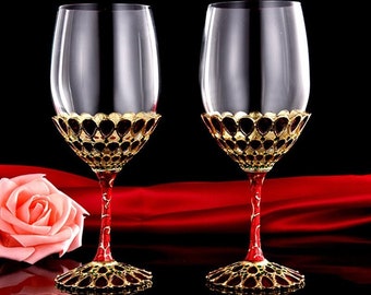 Red wine glass| Retro crystal glasses |Glass wine glasses |Goblets |Creative wine glasses |Unique wine glasses |Wedding wine glasses
