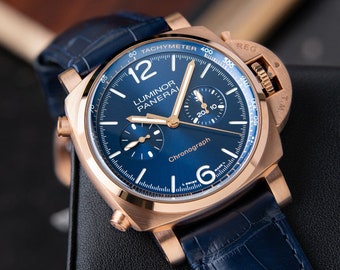 Panerai Luminor Marina Chrono Goldtech Blu Notte UNWORN 2022 Rose Gold Blue Pam1111