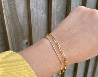 Gold Paperclip Bracelet / 22k Gold-Filled Link Chain Bracelet / Hypoallergenic Bracelet / Classy Bracelet / 18k Gold / 24k Gold