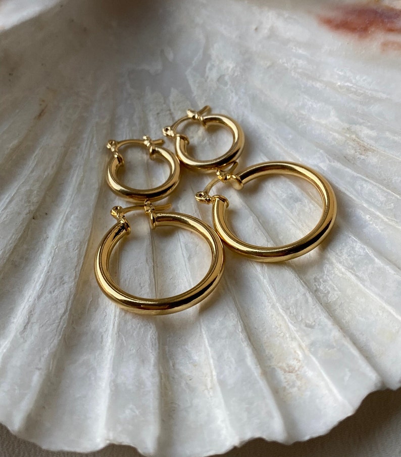 Thick Gold Hoop Earrings / 22k Gold-filled Hoops / Hypoallergenic ...