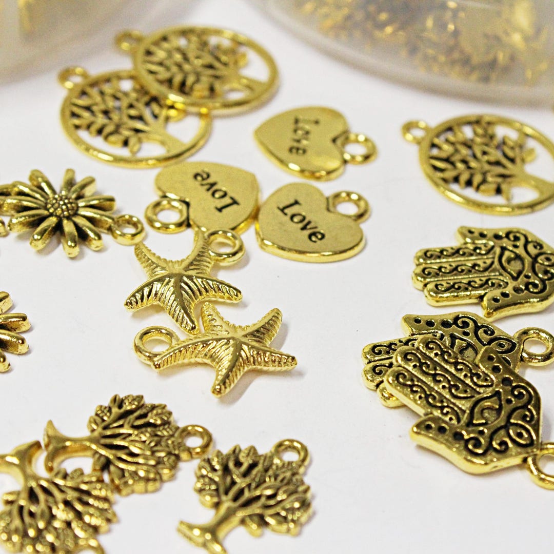 Random Charm Lot Mix Assorted Silver Metal Charms for Jewelry Crafting ...