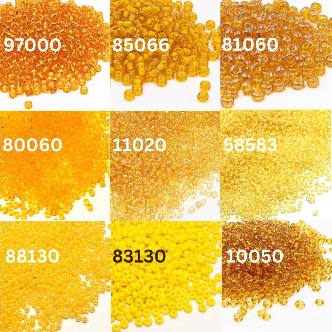 25g Preciosa  Warm Yellow Czech Seed Beads 25g Yellow Topaz Assorted Sizes 6/0 7/0 8/0 9/0 10/0 11/0 Glass for DIY Projects orange