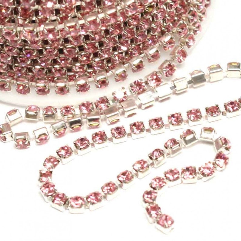 3mm Rhinestone Ribbon Chain 1m Jewelry Making Crystal Chain Silver and ...