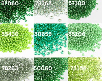 25g Preciosa Czech Seed Beads Silver Lined Green- Transparent Glass Variety in Multiple Sizes  6/0 7/0 8/0 9/0 10/0 11/0 (25g)