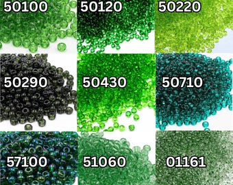25g Assorted Sizes Opaque Metallic Green Czech Glass Seed Beads Opaque Metalic Green Colors sizes 6/0 7/0 8/0 9/0 10/0 11/0 (25g)