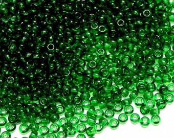 25g Preciosa 6/0 7/0 8/0 9/0 10/0 Seed Czech beads Transparent Dark Green Assorted Sizes (50120)