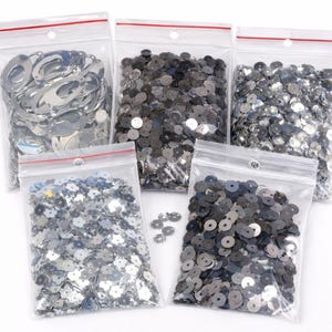 Silver color Sequin Mix for Embroidery & Crafts – 5 Bag Assortment (50g Total) – Sparkly Sewing DIY Supplies Embroidery sequins Iridescent