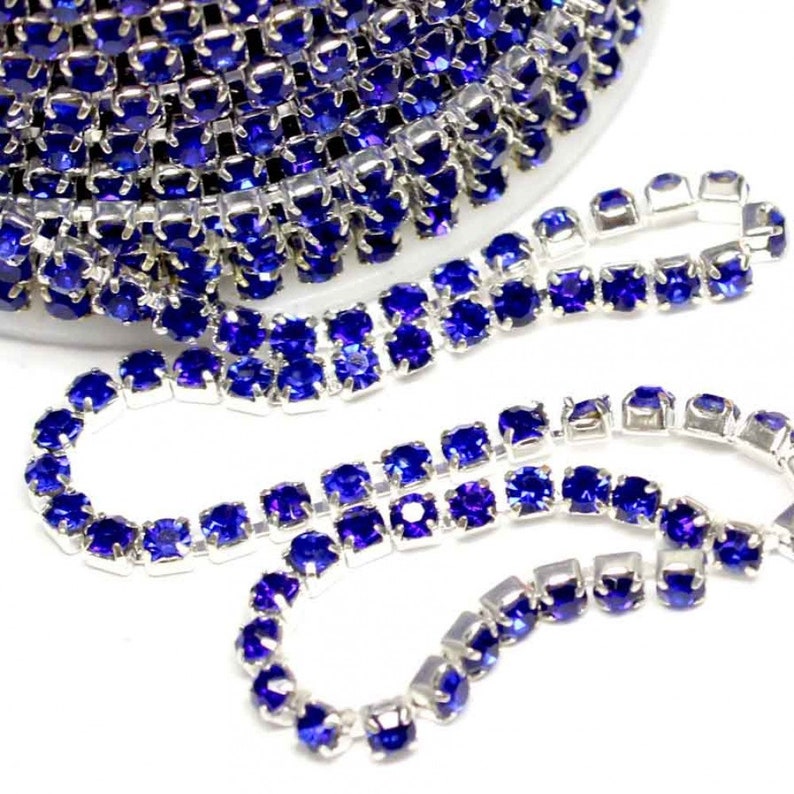 3mm Rhinestone Ribbon Chain 1m Jewelry Making Crystal Chain Silver and ...