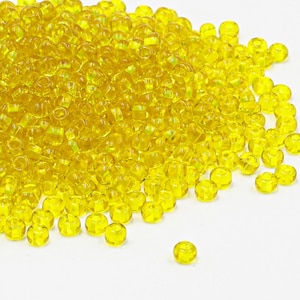 25g Preciosa 6/0 7/0 8/0 9/0 11/0 Seed beads Czech glass Transparent Yellow Amber 25g (80010)