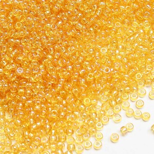 25g Preciosa 8/0 10/0 11/0 Czech beads Light Topaz Yellow, Rainbow vibrant transparent (11020)