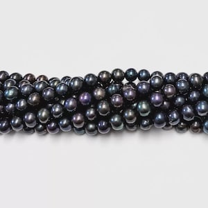 5 x 5 mm svarta odlade pärlpärlor 9 x 8 mm och, påfågelspärlsträng, mörk pärl smyckestillverkning pärlpärlor, armbandstillverkningstillbehör