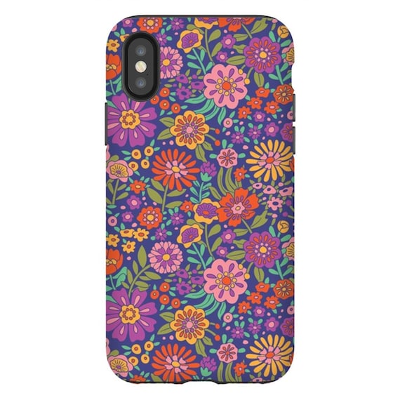 iPhone Tough Case, floral phone case, iPhone XR case, rugged case, retro pattern, flowered phone case, retro phone case, galentines gift