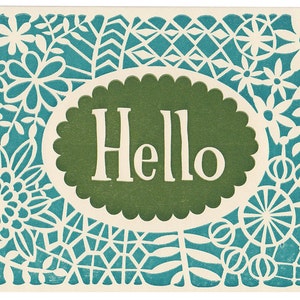 Blue Spanish Tile note card made in Maine pattern blue and white blank inside Spain geometry azulejos letterpress greeting card