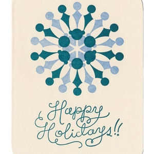 Blue Spanish Tile note card made in Maine pattern blue and white blank inside Spain geometry azulejos letterpress greeting card