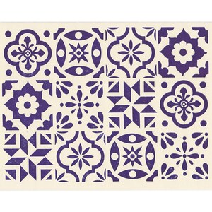 Blue Spanish Tile note card made in Maine pattern blue and white blank inside Spain geometry azulejos letterpress greeting card