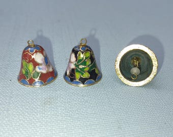 Cloisonne bell bead Vintage charm set in box 5 pcs mixed color Gold, Blue, Red, Black & White jewelry design bead craft design bead
