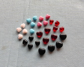 Czech heart glass bead 6mm 8mm jewelry bead craft bead assorted color vertically drilled Valentine jewelry bead red heart black heart bead