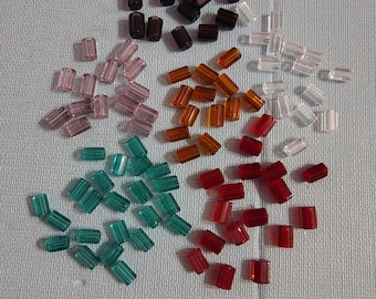 Vintage Czech glass Atlas beads 6x4mm jewelry making bead Amethyst Emerald Dark Topaz Clear Crystal Siam Light Amethyst 98-100 pcs