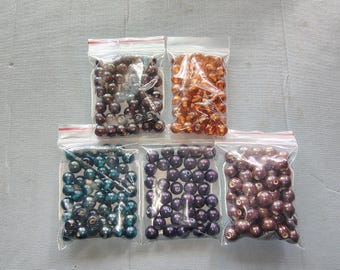 Glass round beads assorted color beads 8mm glass beads jewelry making bead craft bead Topaz Capri Blue Amber Dark Gold Purple luster beads