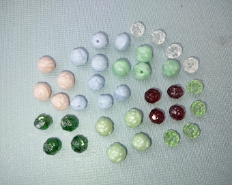 CZ Rose bead carved pressed glass Czech bead round lovely jewelry making bead rosebud bead loose assorted color 5mm 6mm 7mm flower bead