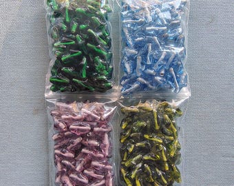 Glass twisted oval beads 14x6mm assorted color Sapphire Emerald Olivine Amethyst