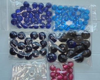 Glass round large craft beads large assorted sizes colors craft bead Cobalt Blue Clear pink macrame bead large hole bead large hole bead