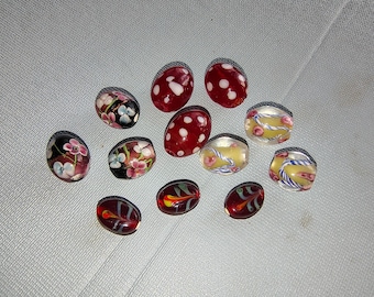 Lampwork oval bead assorted size and color glass bead jewelry bead handmade glass designed beads jewelry making