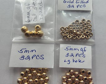 Round 14kt Gold Filled Bead 4mm 5mm 6mm beading finding jewelry making metal
