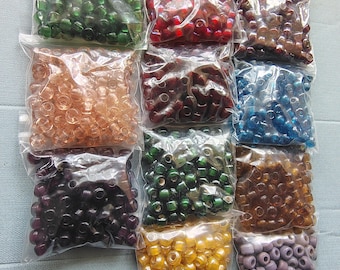 Glass Round Crow beads 9x6mm Pony Bead assorted color glass beads jewelry making bead craft bead  macrame bead
