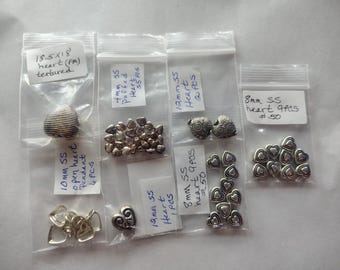 Assorted Sterling Silver Heart Beads beading jewelry making metal