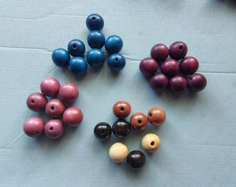 Wooden Beads round 15mm - 24mm assorted colors jewelry making bead craft bead metallic bead metallic teardrop bead metallic bead mixture