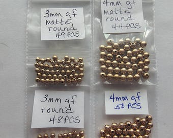 Round 14kt Gold Filled Bead 3mm 4mm beading finding jewelry making metal