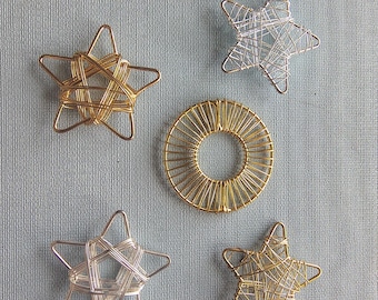Wire wrapped Star Pendant Wheel Pendant 40mm assorted design beading finding gold plated or silver plated base metal craft bead jewelry bead