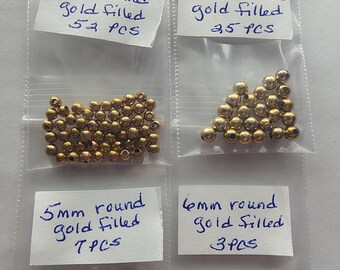 Round 14kt Gold Filled Bead 3mm 4mm 5mm 6mm beading finding jewelry making metal