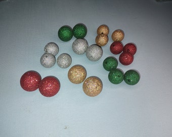 Christmas glitter Bead resin acrylic assorted shiny round craft bead jewelry making bubblegum bead Christmas jewelry Christmas craft 20-24mm