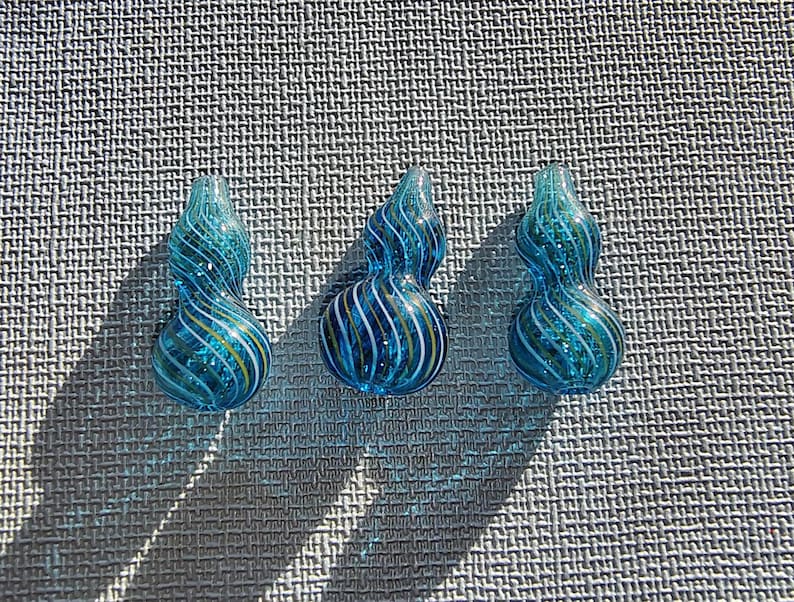Hand Blown Glass 30mm Bead Venetian Style bead assorted colors sizes shapes high quality glass bead necklace earring bead jewelry design Dark Aqua Vase 3 pc