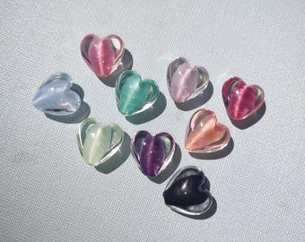 Czech heart Lampwork Satin Heart glass bead 18mm jewelry design craft bead assorted color vertically drilled Valentine  jewelry design bead