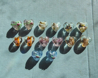 Lampwork heart glass bead 15mm focal bead assorted color design high quality glass bead necklace earring jewelry design Valentine design