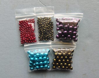 Czech Metallic Finish 4mm 8mm round glass druk bead jewelry bead craft bead assorted color fully drilled Red, Emerald, Turquoise, Purple