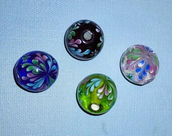 Lampwork set focal glass bead set 21mm amethyst pink blue light green bead high quality focal glass bead necklace jewelry design set of 4