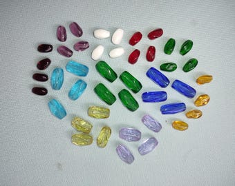 Czech twisted oval glass bead assorted colors 9x6mm / 14x6mm jewelry making design craft bead amber emerald lilac sapphire white ruby garnet