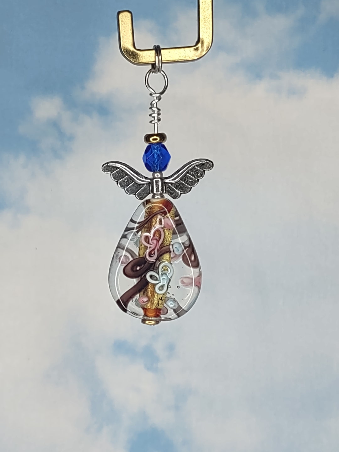 Lampwork Angel Dangle Charm Mini-ornament Angel Charm Czech Crystal ...