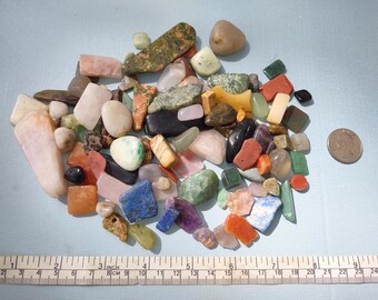 Gemstone mixture Nuggets Chips Pieces undrilled jewelry making craft about 11.5 oz Jasper, Aventurine, Rose Quartz, Unakite and much more.