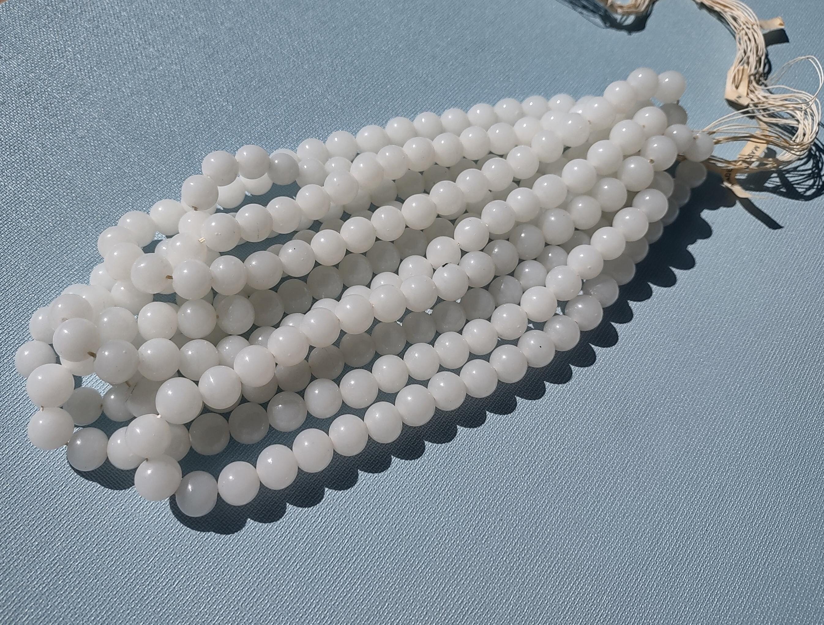 Cherry Brand Vintage Japanese Glass Beads – 8mm Beige Satin AB Lustre Round, NOS, 100pcs, 1mm Hole