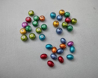 Glass metallic beads multi-color beads assorted jewelry making bead craft bead Round, Oval, Smashed Round 4mm-8mm