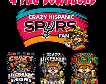 Fanático hispano loco de los Spurs PNG / Diseño de camiseta retro Fiesta Spurs / Baloncesto de San Antonio PNG, Fanático de los Spurs PNG, Descarga de camiseta estilo vintage
