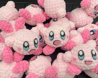 Mini Crocheted Kirby Plushie: Handmade Stuffed Toy