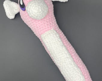 Crocheted Pink Snake Plush, Baby Game Character Toy