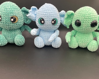 Handmade Crochet Sea Creature Plush Toy, Felt or Safety Eyes
