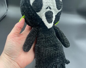 Handmade Crocheted Ghost Doll, Scary Movie Inspired Plushie (12x7 inches)